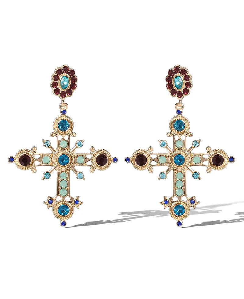 Jessica Simpson Boho Luxe Cross Drop Earrings