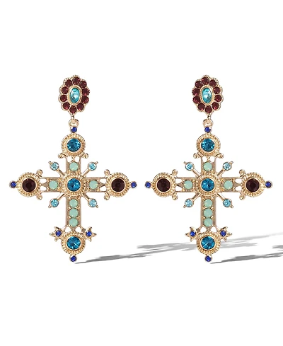 Jessica Simpson Boho Luxe Cross Drop Earrings