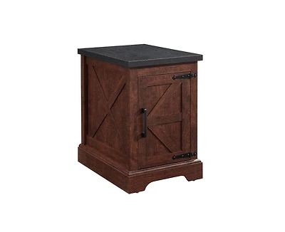 Casainc Rectangular Farmhouse Cabinet Table with Barn Door and Adjustable Storage Shelf