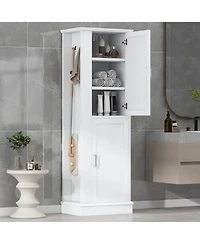 Casainc 68"H Tall Bathroom Cabinet with Hook and Adjustable Shelf, Freestanding Mdf