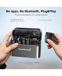 ZealSound Wireless Lavalier Microphone Kit for YouTube,TikTok & Live Streaming - 2 Tx & 3 Rx (Usb-c/Lightning/Camera)