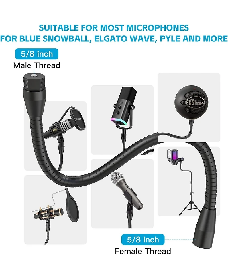 ZealSound Microphone Arm Stand H1 and T13-us Black Bundle
