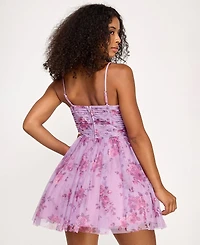 City Studios Juniors' Printed Glitter Tulle Fit & Flare Dress