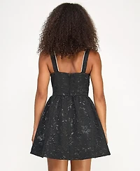 City Studios Juniors' Metallic Jacquard Fit & Flare Dress