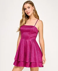 City Studios Juniors' Straight-Neck Sleeveless Fit & Flare Dress