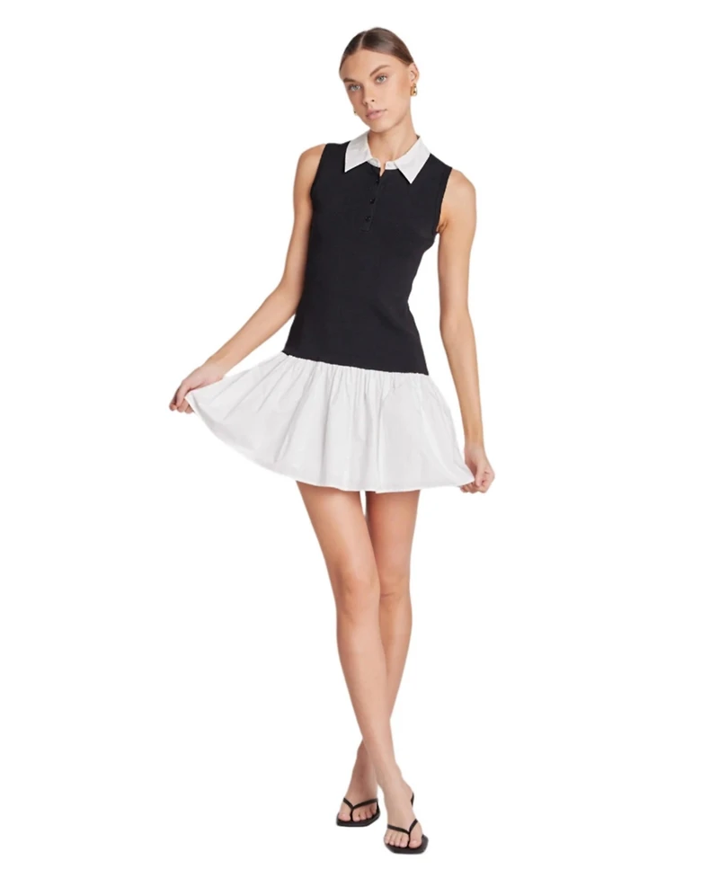 endless rose Women's Mixed Media Cotton Polo Mini Dress
