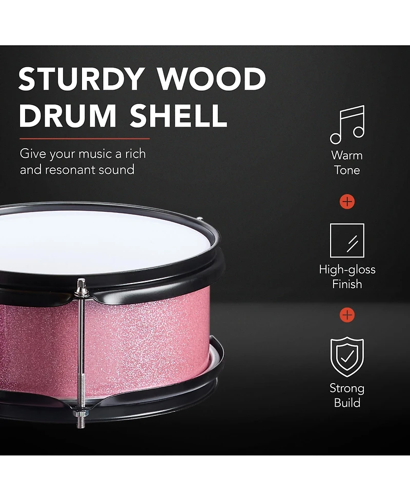 Best Choice Products Kids Beginner 3-Piece Drum, Musical Instrument Set w/ Sticks, Cushioned Stool, Drum Pedal
