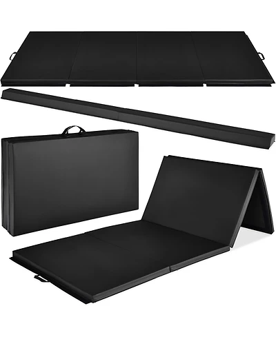 Best Choice Products 10ftx4ftx2in Folding Gym Mat 4-Panel w/ Carrying Handles & Balance Beam