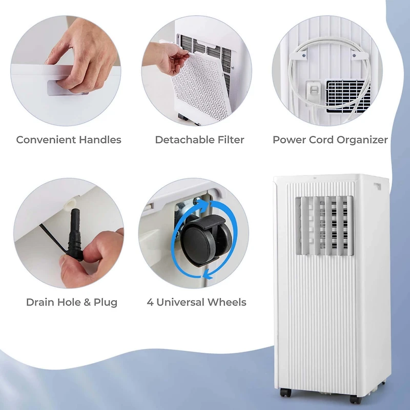 Costway 7100 Btu (10000 Btu Ashrae) Portable Air Conditioner 3-in-1 10000 Btu Ac Unit with Dehumidifier & Cool &Fan