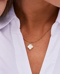 brook & york Gold Plated Chatham Clover Cultivated Pearl Short Pendant Necklace