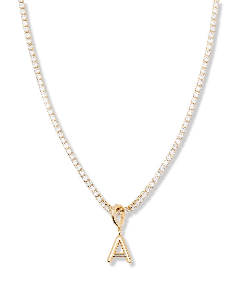 brook & york Gold Plated Isabella Mini Initial Tennis Chain Necklace