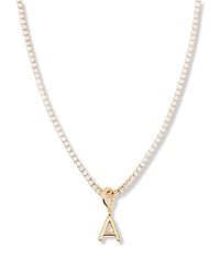 brook & york Gold Plated Isabella Mini Initial Tennis Chain Necklace