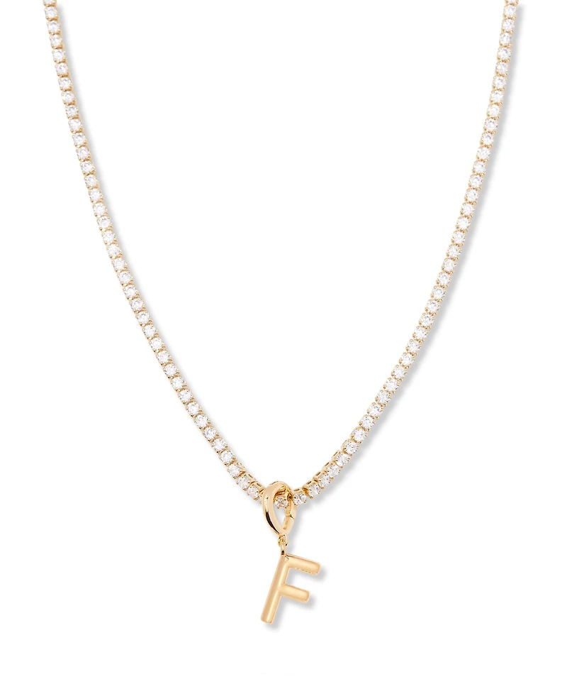 brook & york Gold Plated Isabella Mini Initial Tennis Chain Necklace