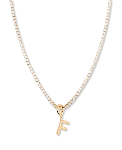 brook & york Gold Plated Isabella Mini Initial Tennis Chain Necklace