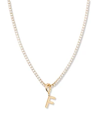 brook & york Gold Plated Isabella Mini Initial Tennis Chain Necklace