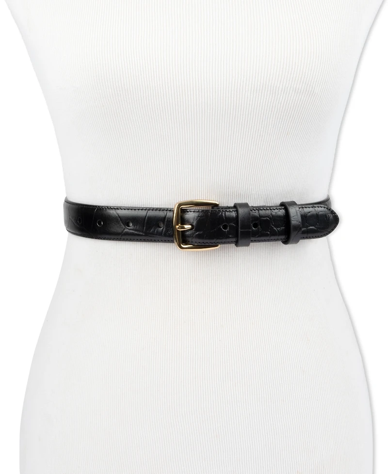Cole Haan Women's Classic Square Buckle Leather Trouser Belt