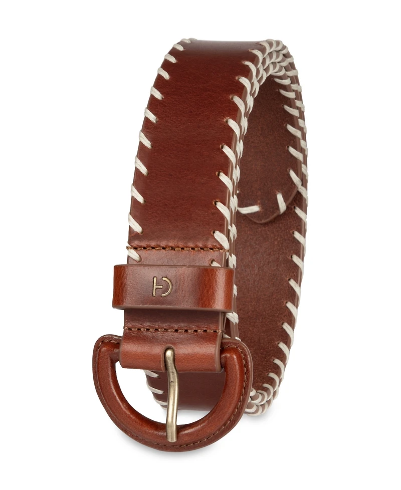 Cole Haan Women's Leather Covered Buckle Stitched Edge Belt