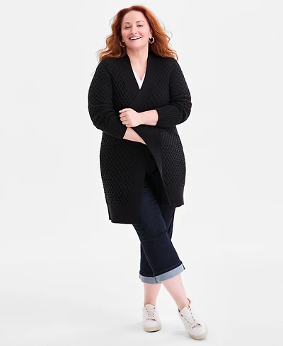 Style & Co Plus Open-Front Longline Cardigan Sweater, Macy's Exclusive