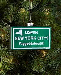 Holiday Lane New York City 2025 Glass Road Sign Ornament, Macy's Exclusive