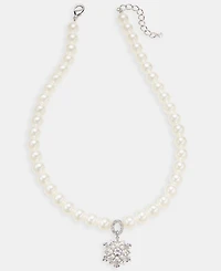 Holiday Lane Silver-Tone Imitation Pearl Snowflake Pendant Necklace, 17-1/2" + 2" extender