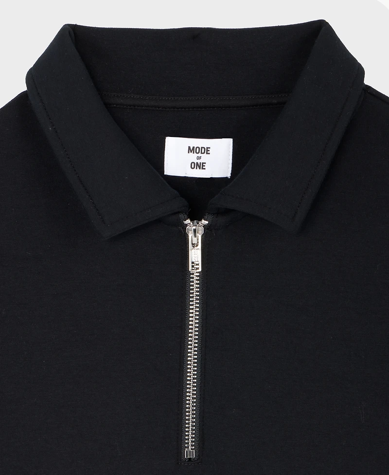 Mode of One Men's Relaxed-Fit Heathered Quarter-Zip Scuba Polo Shirt