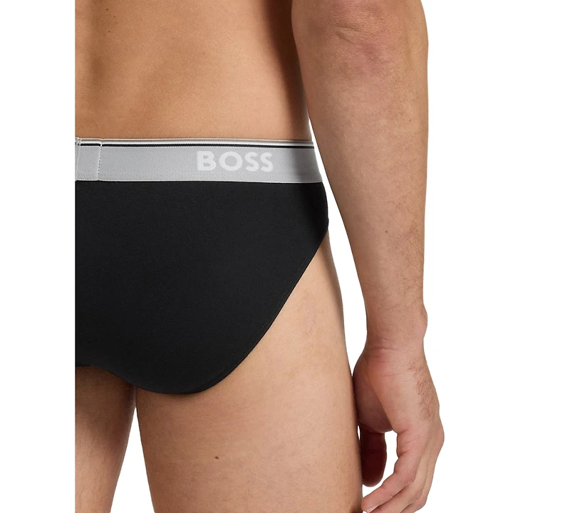 Boss by Hugo Men's Power 3-Pk. Tipped Logo Waistband Briefs