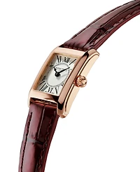 Frederique Constant Women's Swiss Carree Burgundy Leather Strap Watch 23mm