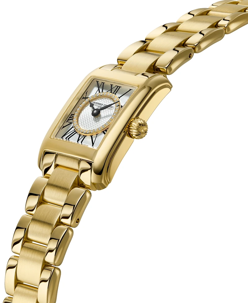 Frederique Constant Women's Swiss Carree Diamond (1/20 ct. t.w.) Gold-Tone Stainless Steel Bracelet Watch 23mm