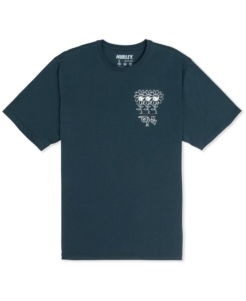 Hurley Men's Skulls And Flowers Short Sleeve T-Shirt