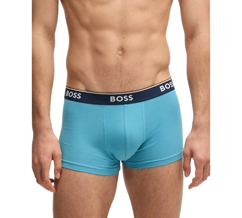 Boss by Hugo Men's Power 3-Pk. Tipped Logo Waistband Trunks