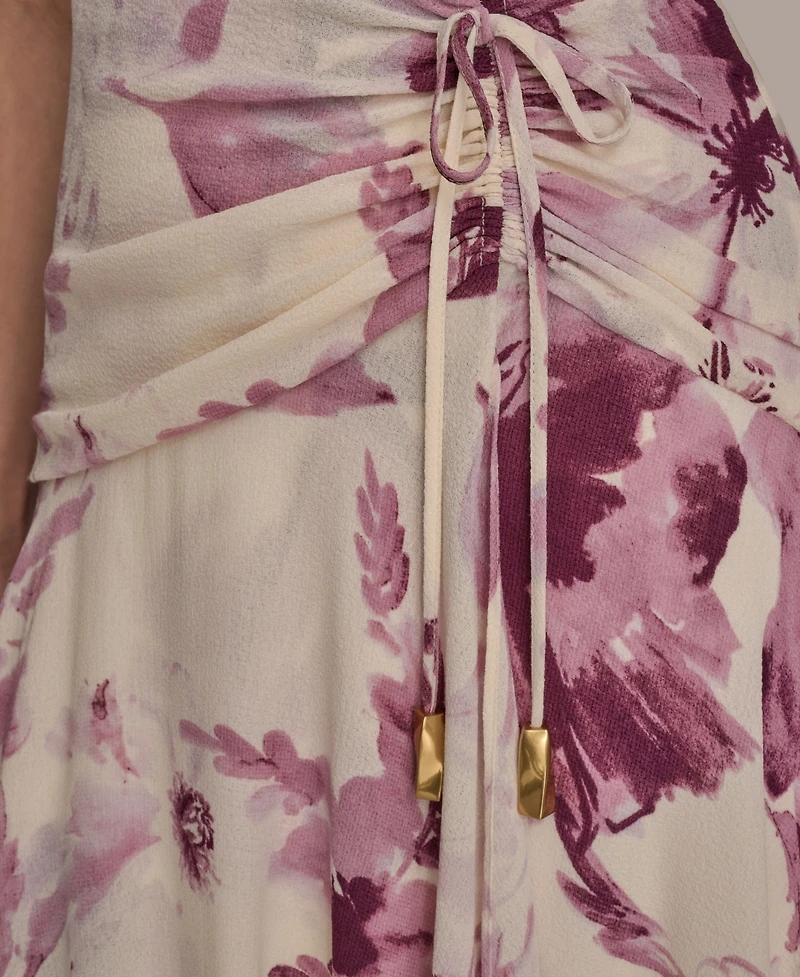 Donna Karan New York Women's Chiffon Floral Print Faux-wrap Midi Dress