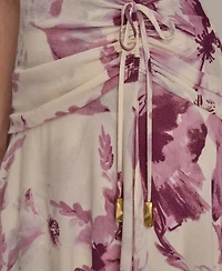 Donna Karan New York Women's Chiffon Floral Print Faux-wrap Midi Dress
