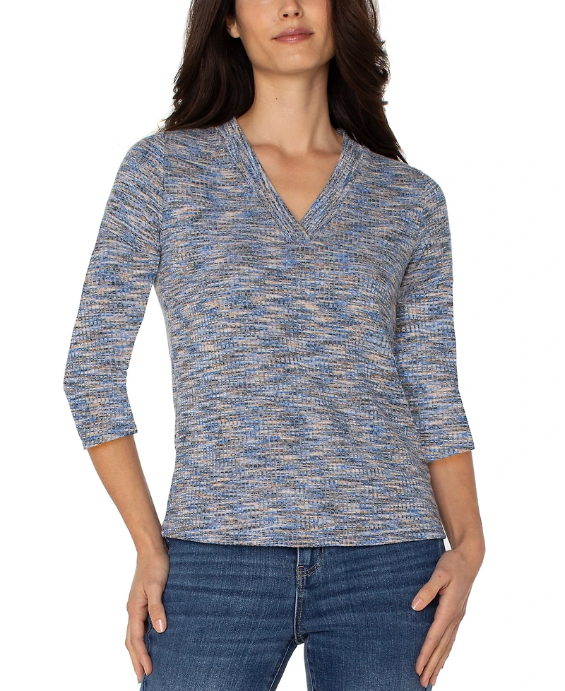 Liverpool Los Angeles Petite V-Neck Knit T-Shirt
