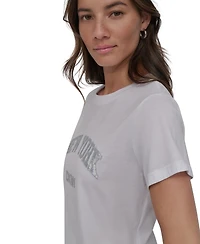 Dkny Jeans Women's New York Rhinestone Logo T-Shirt