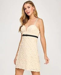 Seni & Cade Juniors' 3D Flower Lace A-Line Dress