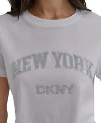 Dkny Jeans Women's New York Rhinestone Logo T-Shirt