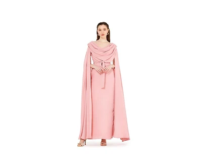 Amri Women's Cowl Neck Flare Sleeved A-line Gown