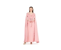 Amri Women's Cowl Neck Flare Sleeved A-line Gown