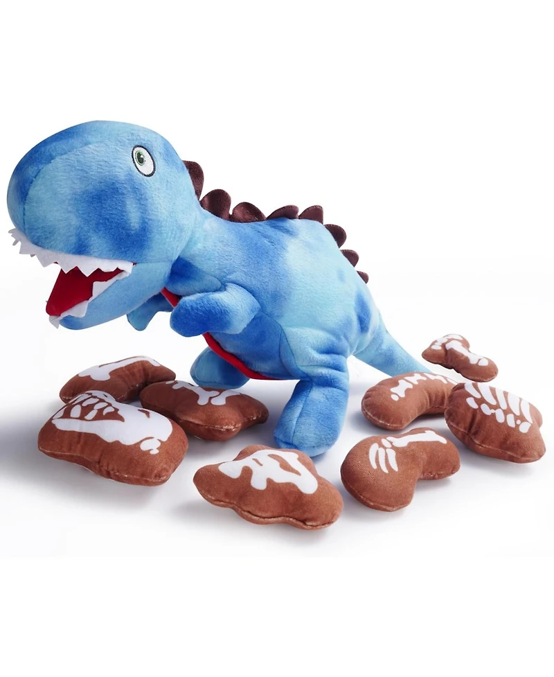 Nocciola 9 in 1 Dinosaur Plush Dog Toys, Christmas gift,Funny Stuffed Dino Puzzle Toy with 8 Fossil-Shaped Squeaky and Crinkle Toys