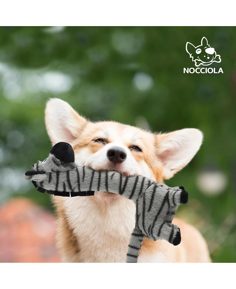 Nocciola Twistable Zebra Stuffedless Dog Toy, Plush Dog Chew Toy for Small Medium Breed, Crinkle Animal Dog Toy to Keep Them Busy