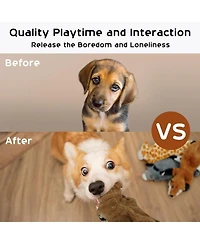 Nocciola 5 Pcs Jungle Series Crinkle Dog Toys, No Stuffing Squeaky Dog Toys with Double Layer Reinforced Fabric,Christmas gift