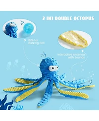 Nocciola 4 Pcs Sea Creatures Crinkle Squeaky Dog Toys,Christmas gift,Octopus Shark Crab Mussel Toys, Interactive Toys for Small, Medium & Large Dogs