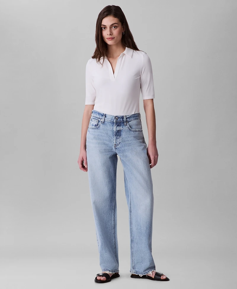 Calvin Klein Women's Crepe Jersey Polo Shirt