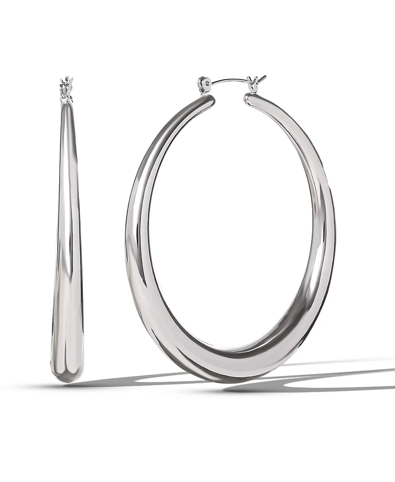 Jessica Simpson High Shine Silver Hoop Earrings