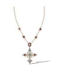 Jessica Simpson Crystal Gold-Tone Cross Pendant Necklace