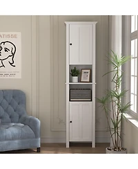Casainc Bathroom Floor Storage Cabinet with 2 Doors, Multi-Shelf Wooden Cabinet for Living Room & Bathroom