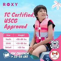 Roxy Life Vest Uscg Approved for kids, Lightweight Epe Foam with Quick-Release Buckles
