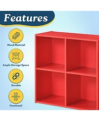 Kings Brand Furniture George 4-Cube Children's Bookcase, Kids Toy Storage Shelf Organizer for Playroom, Bedroom, Nursery School