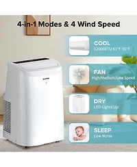 Zafro 8,000 Btu Portable Ac with Fan, Dehumidifier, App & Remote Control, 24H Timer, Led Display – Easy Room Cooling & Humidity Control