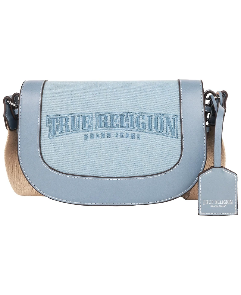 True Religion Dark Denim Logo Saddle Bag